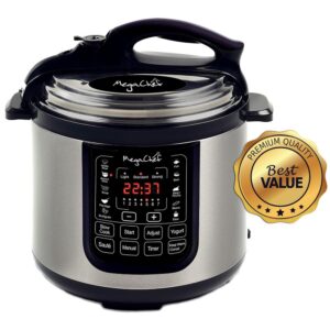 MegaChef 8 Qt. Stainless Steel Electric Pressure Cooker with Stainless Steel Pot