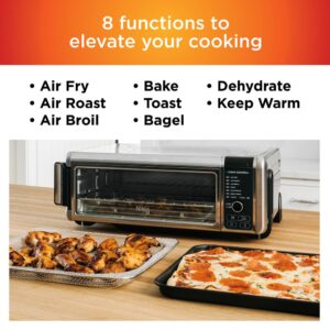 NINJA Stainless Steel Foodi Digital Air Fry Oven, Convection Oven, Toaster, Air Fryer, Flip-Away for Storage