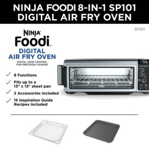 NINJA Stainless Steel Foodi Digital Air Fry Oven, Convection Oven, Toaster, Air Fryer, Flip-Away for Storage