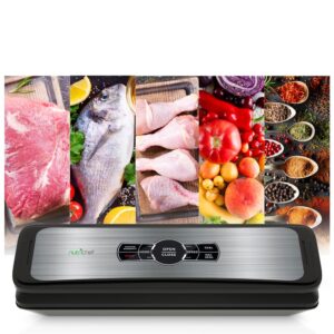 NutriChef White with Digital Scale 1-Touch Automatic Open and Close Food Vacuum Sealer Electric Air Sealing Preserver