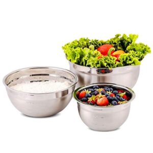 Ovente 3-Piece Mixing Bowls with Lids Stainless Steel Kitchen Storage Bakeware Set