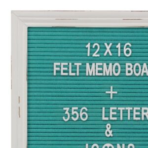 Stonebriar Collection Turquoise Felt Memo Board with White Wash Wooden