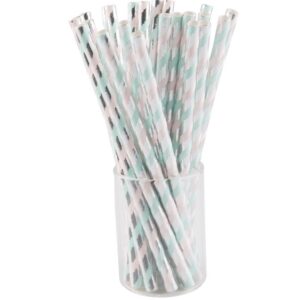 Sugar Plum Party 50-Piece Blue and Pink Assorted Disposable Cocktail Paper Straws
