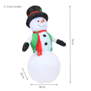 Sunnydaze Decor 6.8 ft. Holly Jolly Snowman Outdoor Inflatable Decoration