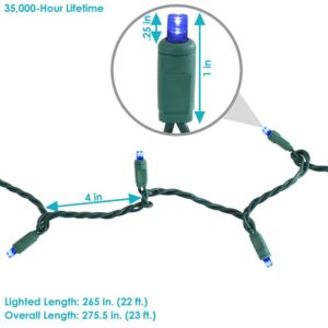 Sunnydaze Decor 22 ft. 5 mm W Angle 70-Count Multi-Seasonal Decor LED String Lights - Blue
