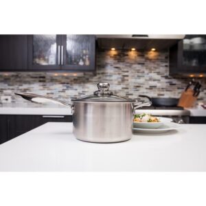 Swiss Diamond Premium Clad 2.6 qt. Stainless Steel Sauce Pan with Glass Lid