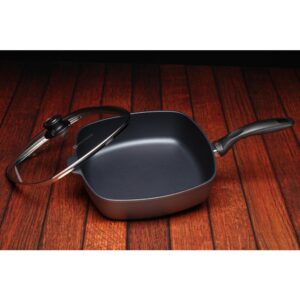 Swiss Diamond Classic Series 5 qt. Cast Aluminum Nonstick Saute Pan in Gray with Glass Lid