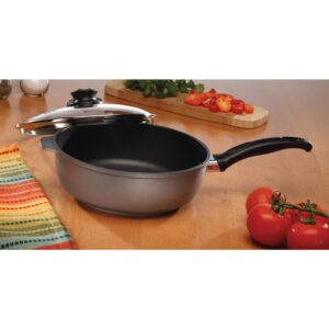 Swiss Diamond Swiss Titan 3.2 qt. Titanium Nonstick Saute Pan in Gray with Glass Lid