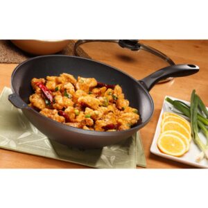 Swiss Diamond Nonstick 4.9 Qt. Wok with Lid and 11.8 in. Tempura Rack