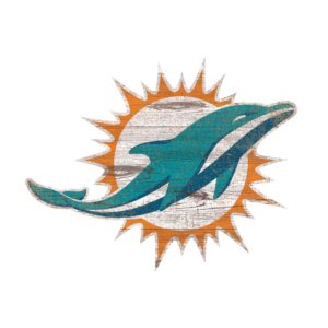 Adventure Furniture NFL Indoor Miami Dolphins Distressed Logo Cutout Wood Sign