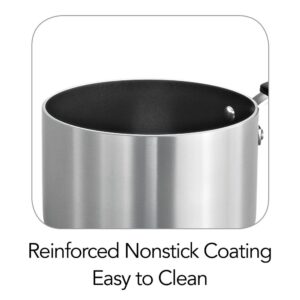 Tramontina Style Polished 2 qt. Aluminum Nonstick Sauce Pan in Mirror-Polished with Glass Lid