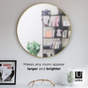 Umbra Hub Round Contemporary Mirror Brass (34 in. H x 34 in. W)