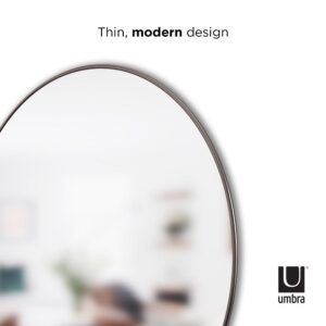 Umbra Hub Round Contemporary Mirror Metallic Titanium (34 in. H x 34 in. W)