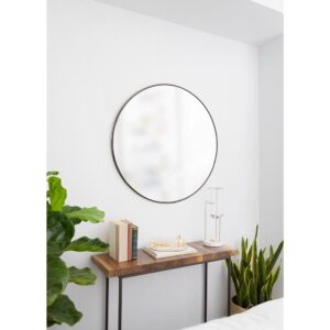 Umbra Hub Round Contemporary Mirror Metallic Titanium (34 in. H x 34 in. W)