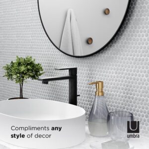 Umbra Hub Round Contemporary Mirror Metallic Titanium (34 in. H x 34 in. W)