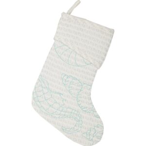 VHC Brands 15 in. Cotton/Metallic Thread Arielle Bright White Coastal Christmas Decor Stocking