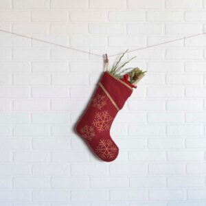 VHC Brands 15 in. Cotton/Nylon Revelry Brick Red Traditional Christmas Decor Stocking