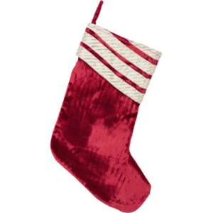 VHC Brands 15 in. Viscose Red Memories Glam Christmas Decor Stocking