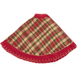 VHC Brands 21 in. Cotton Cherry Red Rustic Christmas Decor Mini Tree Skirt