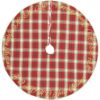 VHC Brands 55 in. Holiday Cherry Red Farmhouse Christmas Decor Tree Skirt