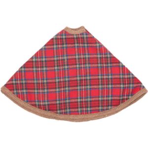VHC Brands 21 in. Gavin Cherry Red Rustic Christmas Decor Mini Tree Skirt