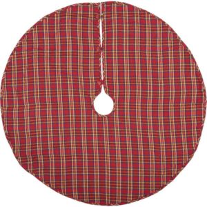 VHC Brands 48 in. Galway Barn Red Rustic Christmas Decor Tree Skirt