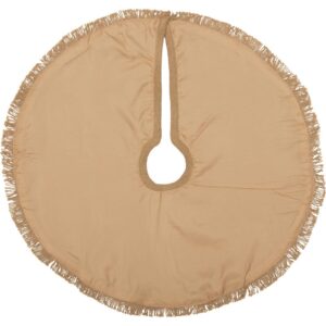 VHC Brands 21 in. Natural Festive Burlap Farmhouse Christmas Decor Mini Tree Skirt