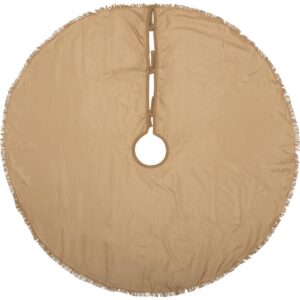 VHC Brands 48 in. Natural Festive Burlap Farmhouse Christmas Decor Tree Skirt