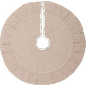 VHC Brands 21 in. Carol Khaki Tan Farmhouse Christmas Decor Mini Tree Skirt
