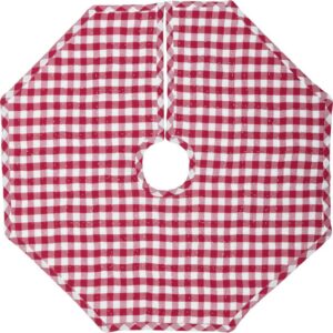 VHC Brands 21 in. Red Emmie Farmhouse Christmas Decor Patchwork Tree Skirt