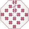 VHC Brands 48 in. Red Emmie Farmhouse Christmas Decor Patchwork Tree Skirt