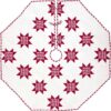 VHC Brands 60 in. Red Emmie Farmhouse Christmas Decor Patchwork Tree Skirt