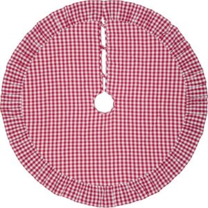 VHC Brands 48 in. Red Emmie Farmhouse Christmas Decor Ruffled Tree Skirt