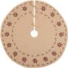 VHC Brands 48 in. Jute Burlap Poinsettia Natural Tan Holiday Decor Tree Skirt