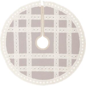 VHC Brands 21 in. Grey Margot Farmhouse Christmas Decor Tree Skirt