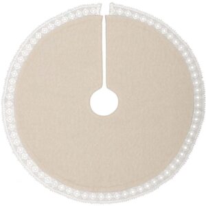 VHC Brands 21 in. Grey Margot Farmhouse Christmas Decor Tree Skirt