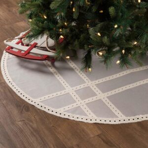 VHC Brands 55 in. Grey Margot Farmhouse Christmas Decor Tree Skirt