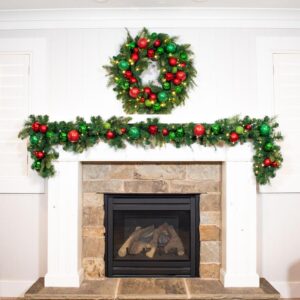 Village Lighting Company 9 ft. Pre-Lit LED Christmas Cheer Garland