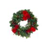 Village Lighting Company 30 in. Pre-Lit LED Red Peonies and Berry Wreath