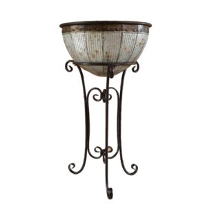 Vintiquewise Galvanized Metal Standing Beverage Cooler Tub with Liner