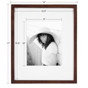 DesignOvation Gallery 13 in. x 16 in. matted to 8 in. x 10 in. Walnut Brown Picture Frame