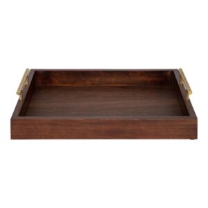 Kate and Laurel Lipton 16 in. x 12 in. Walnut Brown Rectangle Decorative Tray