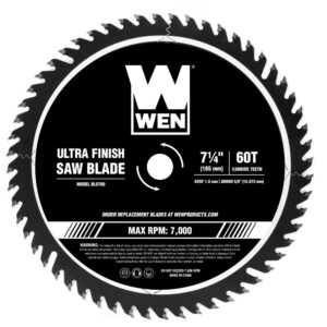 WEN 7.25 in. 60-Tooth Carbide-Tipped Professional Ultra Fine-Finish Circular Saw Blade with Cool-Cut Coating