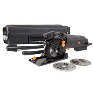 WEN 4.2 Amp 3-3/8 in. Plunge Cut Compact Circular Saw with Laser, Carrying Case, and 3-Blades