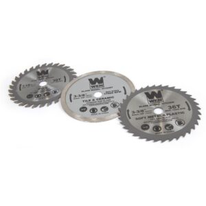 WEN 4.2 Amp 3-3/8 in. Plunge Cut Compact Circular Saw with Laser, Carrying Case, and 3-Blades