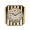 Zentique Black and White Striped with Gold Trimmed Rounded Square Table Clock