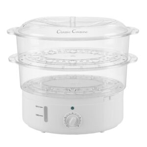 Classic Cuisine 6.3 Qt. White Rice Cooker with Built-In Timer and Locking Lid