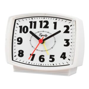 Equity by La Crosse 3 in. Tall Electrical Analog White Alarm Clock with backlight