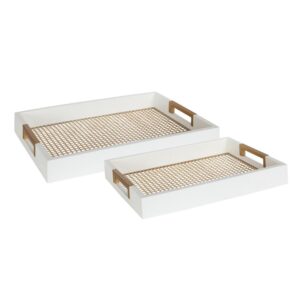 Kate and Laurel Hanneli White/Gold Decorative Tray(Set of 2)