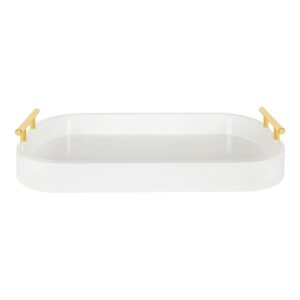 Kate and Laurel Lipton 18 in. x 3 in. x 10 in. White Decorative Rectangle Tray